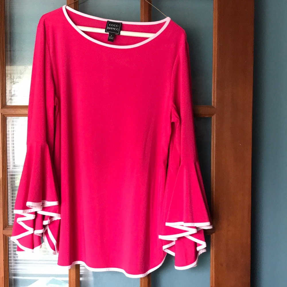 Hot Pink and White Ladies Top